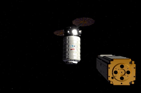 Seeker inspecting the Cygnus cargo spacecraft